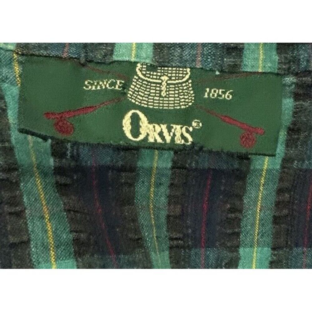VTG Orvis Women's Seersucker Green Navy Plaid Pant & Full Zip Lightweight Sz‎ PM - Picture 6 of 16
